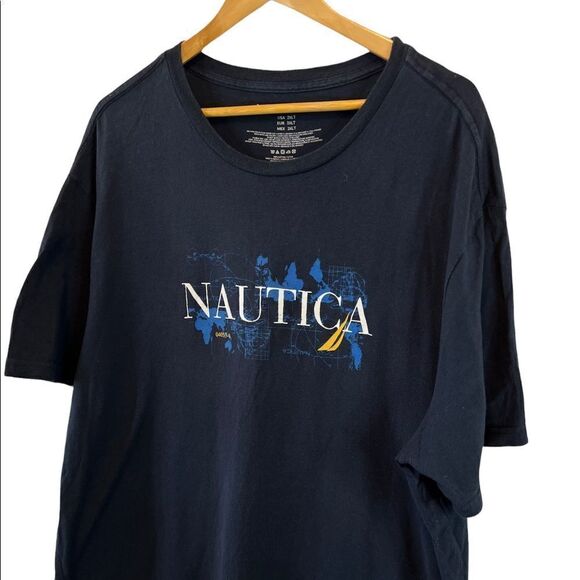 NAUTICA Navy Graphic Short Sleeve Cotton Crew Neck Short Sleeve Casual Tee Shirt - Picture 2 of 7